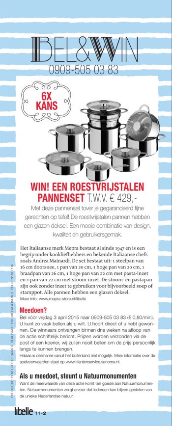 libelle - bel & win - actie